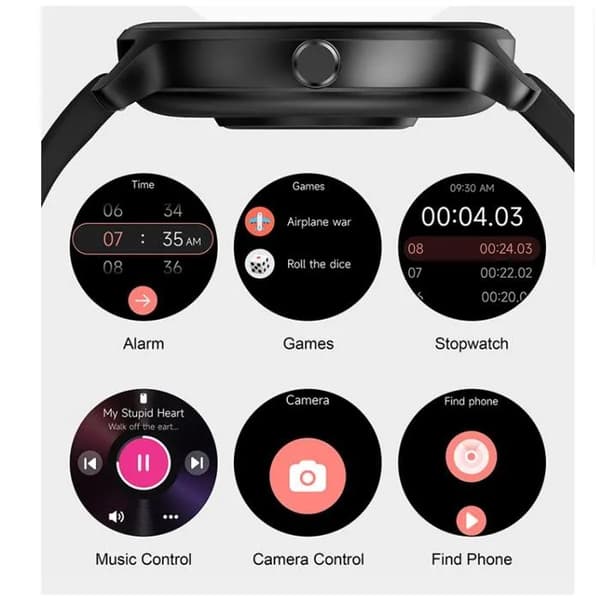 Dame Smartwatch, 1,27\" Touchskærm, Sundhedsmonitor, Puls, Blodilt, Søvntracker, Bluetooth Opkald, Sort