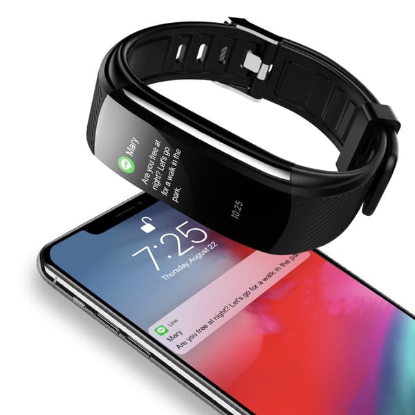 Fitness Tracker med Puls, Søvnmonitor, Skridttæller, IP67, Sort