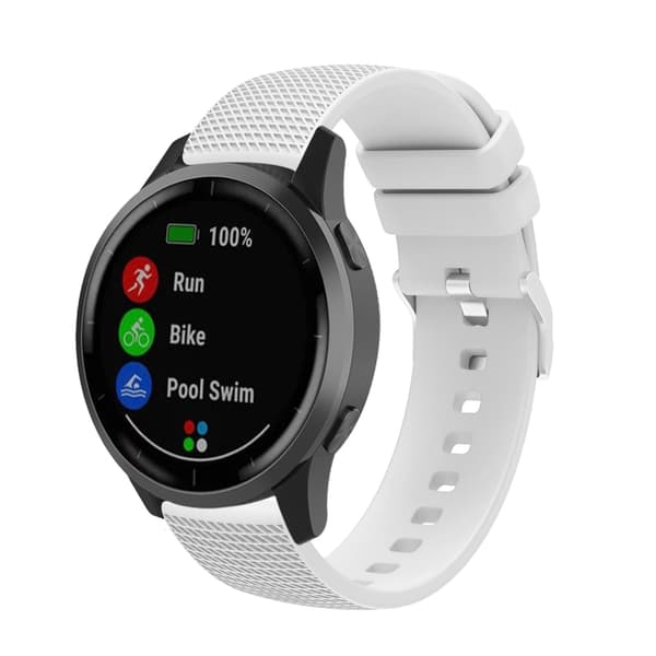 Silikone urrem til Garmin Vivoactive 4, 18mm, Hvid, Erstatningsrem White