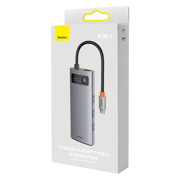 USB C-hub 4-i-1, USB 3.0-adapter, 4x USB 3.0-porter, metall, kompakt
