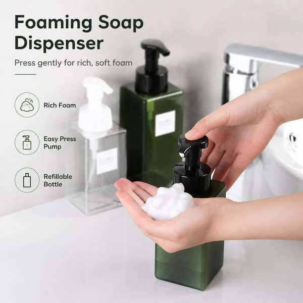 Skummande Tvålpumpflaska, 650ml, Mörkgrön, Tryckpump, Bärbar Resa