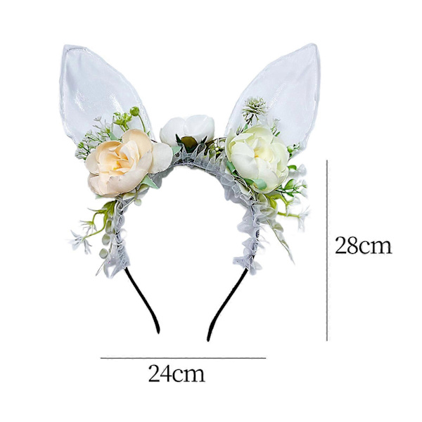 Påskehareører Hodebånd Hodeplagg for Kvinner Jenter Blomsterhårbånd Hår White