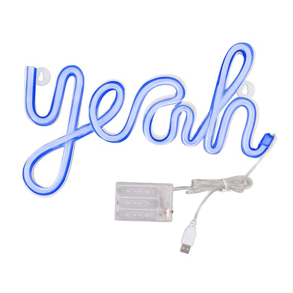LED Neonskylt \"Yeah\" Form Väggdekor, Blå, Nattlampa, Jämn Mjuk Belysning