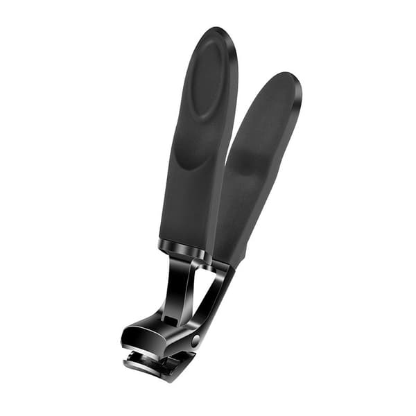 Buet negleklipper, ergonomisk, rustfrit stål, sort, præcisionsplejeværktøj