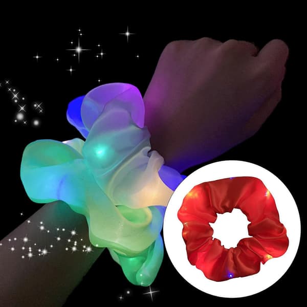 LED Lys Hår Elastikker satin og Hårbånd Hårringe Lysende Hestehale Red