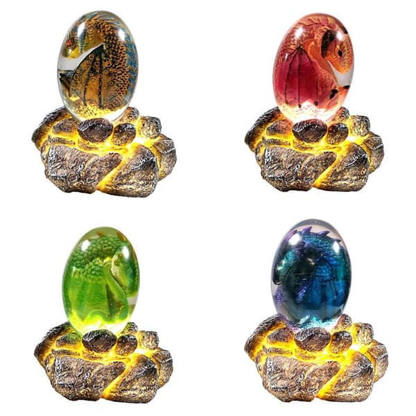 Glødende Lava Drageegg Dinosaur Egg Ornament, Lilla, Hjemmeinnredning Samleobjekt