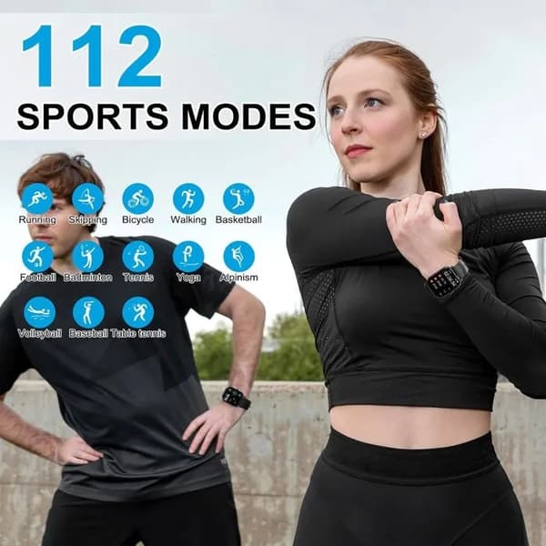 Smartwatch med Bluetooth-opkald, 1,85\" HD, 110+ sportstilstande, puls- og søvntracker