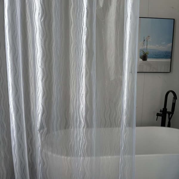 3D Vågmönstrad Duschdraperi, Transparent PEVA, 180x200 cm, Vattentät & Mögelresistent
