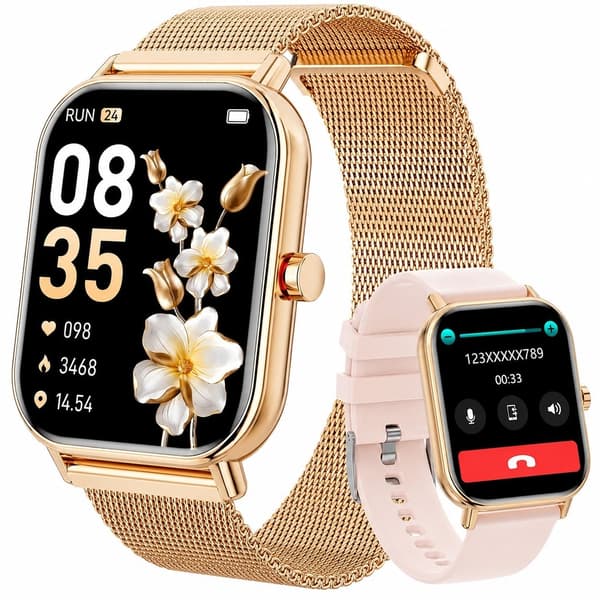 Smartwatch med Bluetooth-samtal, 1,85\" skärm, puls, SpO2, sömnspårning, stegräknare