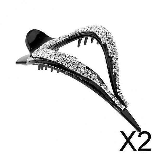 2X Elegant Hårklype Hårnål Rhinestone Klemme Hodeplagg for Kvinner