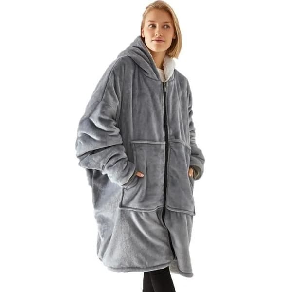 Oversized Fleece Hættetrøje 110cm, Grå, Syntetisk, til Hverdag