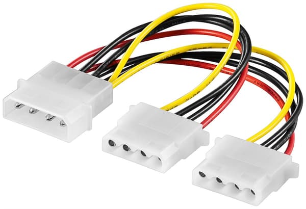 Molex LP4 strømsplitterkabel, 5,25\" til 2x HDD, 0,16m, til pc-harddisk CD-ROM