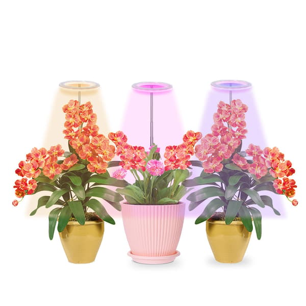 LED-plantegroeilamp, 3 hoveder, 5 dæmpbare tilstande, timing, USB, til potteplanter drivhus