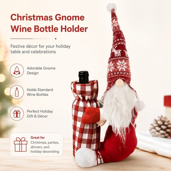 Julevinflaskepose, Nisse-design, Genanvendelig Polyester, 55x18x22 cm, Festlig Gave