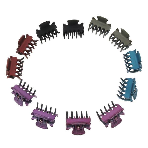 3x12 Mini Hårklyper i Resin Plastikklemme Pins Tilbehør 3 Pcs