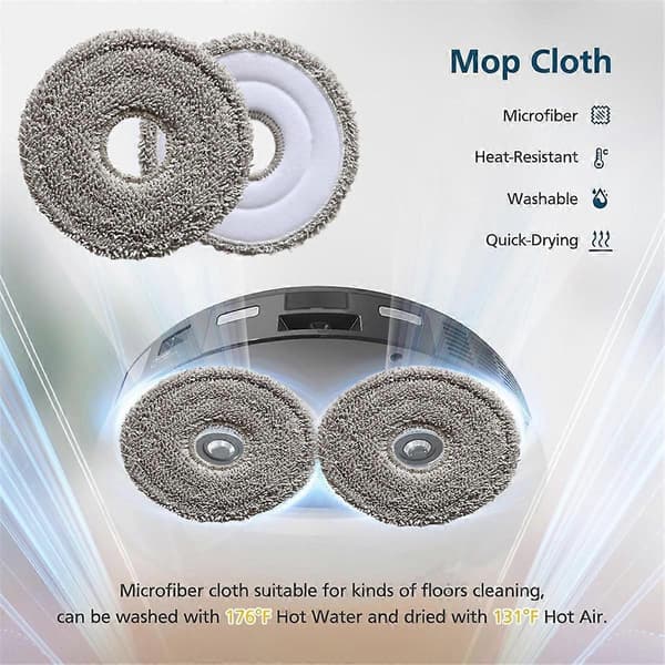 Vaskbare moppepuder erstatning til Roborock Saros Z70 / Roborock G30space støvsuger reservedele moppepude Grey 12PCS