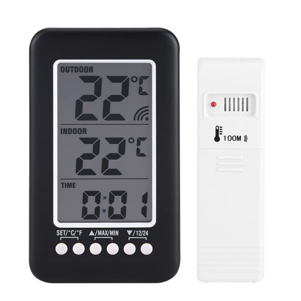 LCD Digital Indendørs Udendørs Termometer Ur, Trådløs Temperaturmåler