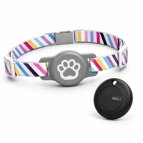 GPS Tracker til Katte Hunde, Android Bluetooth 5.3, 100m Rækkevidde, Ingen SIM, IP65, Udskifteligt Batteri