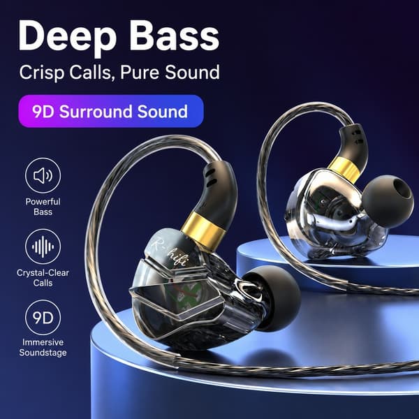 Trådbundet in-ear gamingheadset med mikrofon, USB dubbelkontakt, PC-dator K21 dual plug interface black