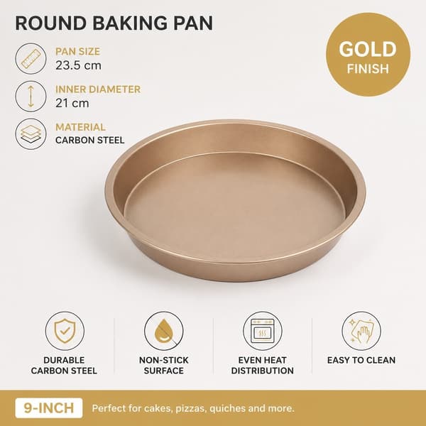 Non-Stick Tyk Bageplade & Kageform, Guld, Ovn Pizza Brød, Begynder