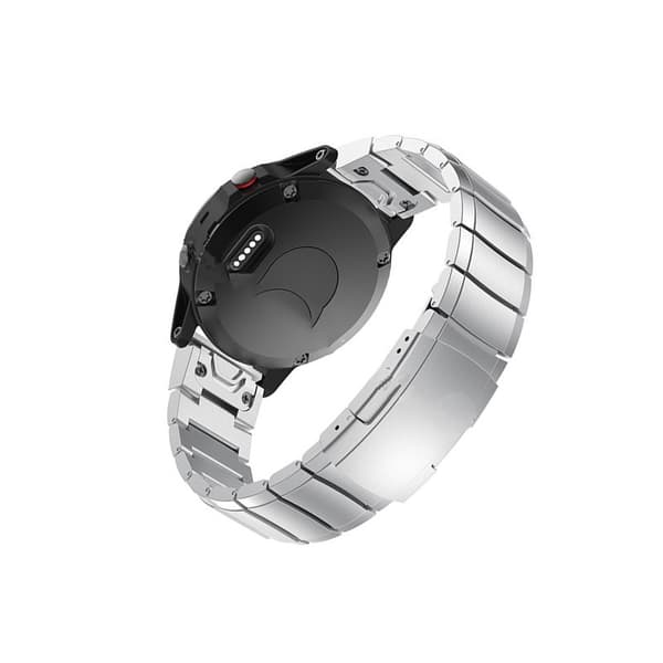 Sølvfarvet urrem i rustfrit stål 20 mm Quick Release til Garmin Smartwatches