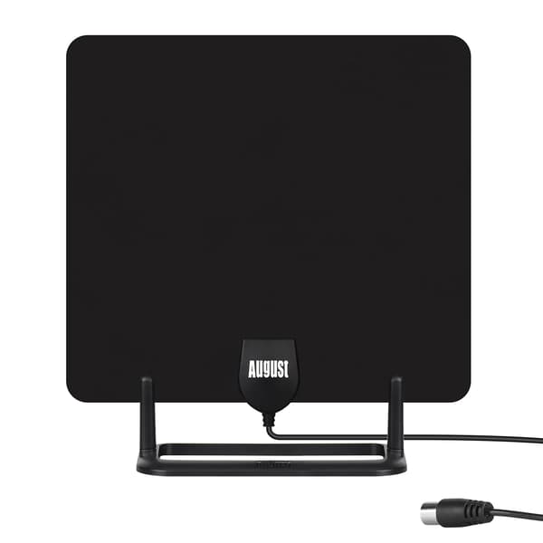 Indendørs TV-antenne til Freeview HD - Bærbar Antenne med Stativ & Vinduesmontering, DVB-T2, 3m Kabel, Sort