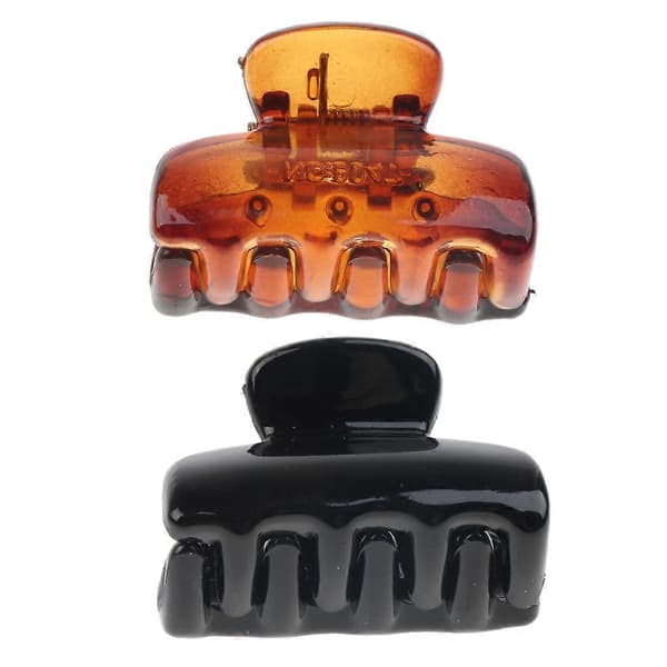 12 Stykker Mini Hårklemmer i Resin til Kvinder og Piger Black