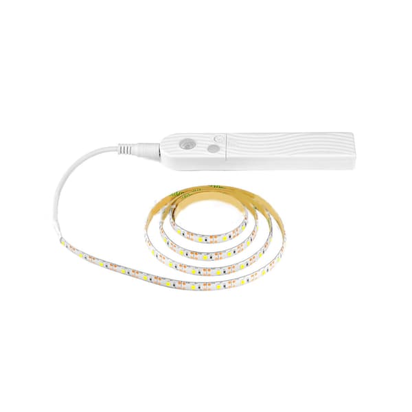 Rörelsesensor LED-list, Varmvit 3000K, 2m/6.6ft, Underskåpsbelysning för Garderob Hall Badrum