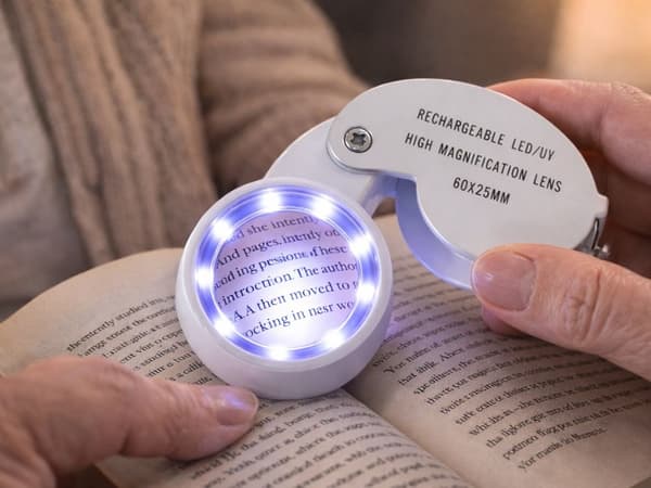 LED USB Uppladdningsbart Förstoringsglas, 60X, Vikbart, för Läsning och Hobby