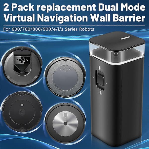 2-pack Dual Mode Virtuell Navigationsväggbarriär för 600/700/800/900/E/I/S-seriens robotdelar black