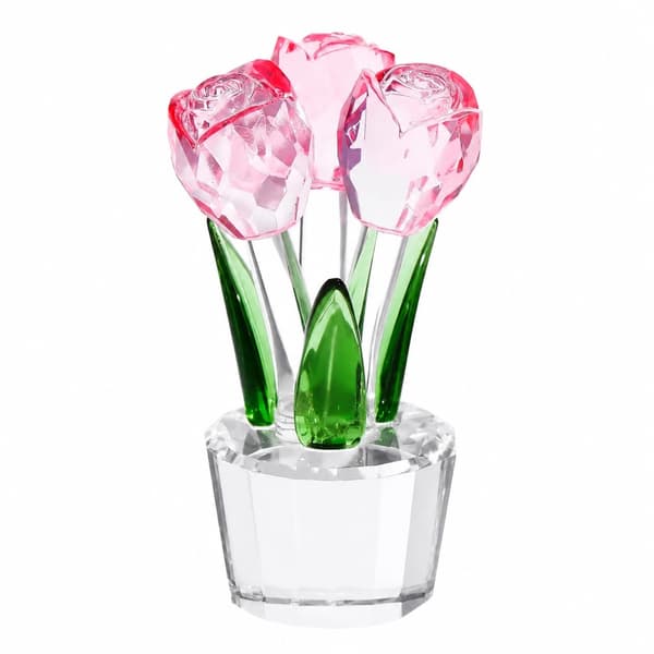 Pink Krystal Rose Figur, Evig Blomsterbuket, Elegant Boligindretning