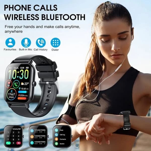 Smartwatch med Bluetooth-opkald, 1,85\" HD, 110+ sportstilstande, puls- og søvntracker