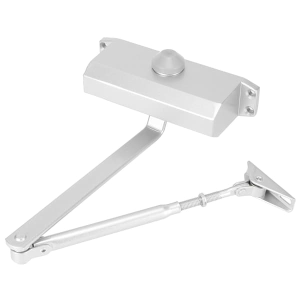 Automatisk hydraulisk dørpumpe, 180° positionering, 65 kg bæreevne, bufferstopper