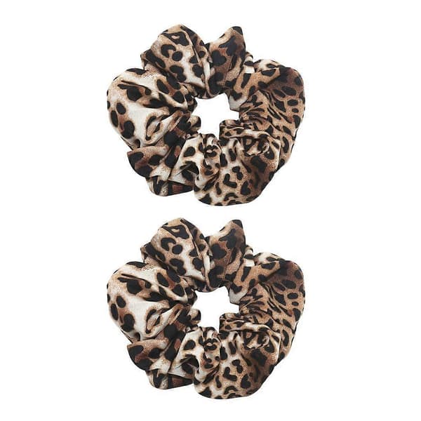 2 stk. Leopard Scrunchies til Kvinder Hestehaleholder Regular Brown Leopard