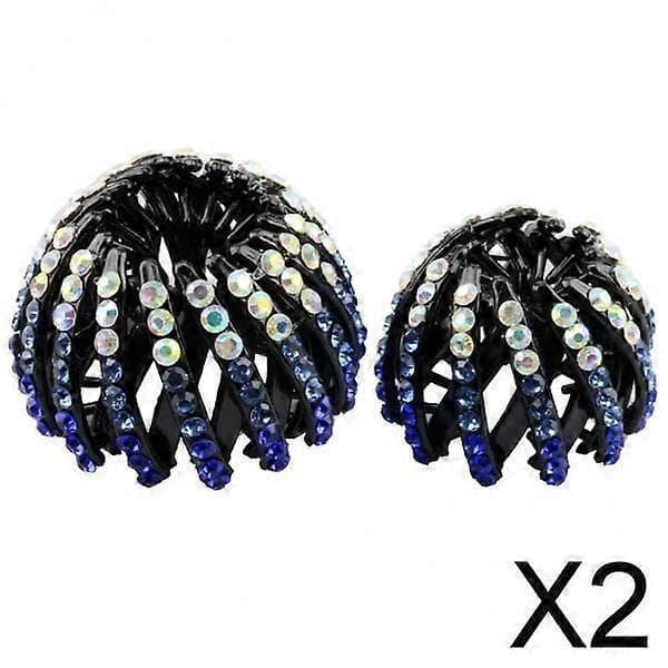 2X Nest Hestehale Hårklype Bun Holder Hårspenner Blå