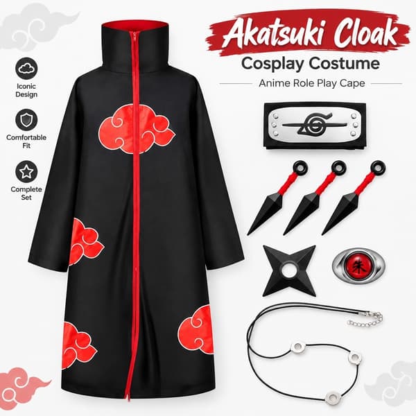 Naruto Akatsuki Kappe Cosplay Kostume Kappe, Anime Halloween Rollespil, Hætte