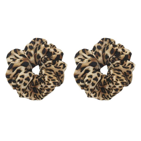2 stk. Leopard Scrunchies til Kvinder Hestehaleholder Brown Leopard