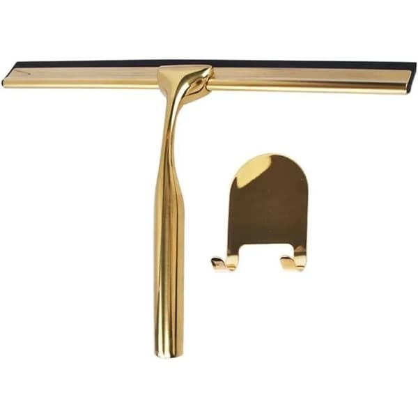 Guld rustfrit stål bruseskraber, 25 cm, silikoneblad, til badeværelsesglas