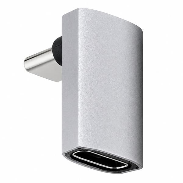 USB-C Adapter 90 Grader, USB4, Sølv, 40 Gbps, 240W, Ret Vinkel, L-formet