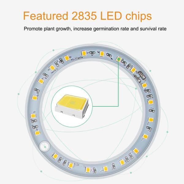 LED-plantegroeilamp, 3 hoveder, 5 dæmpbare tilstande, timing, USB, til potteplanter drivhus