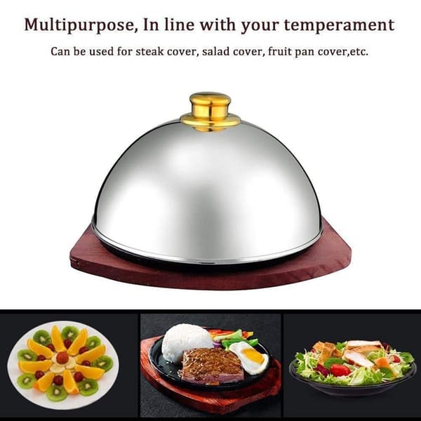Kuppelformet madlåg i rustfrit stål, serveringsfad, til hjemmekøkken restaurant café