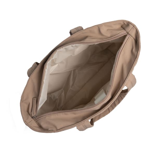 Dameveske med flere lommer, brun, polyester, reise og daglig bruk