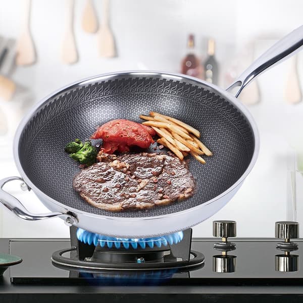 304 rustfrit stål nonstick stegepande, 32 cm, multifunktionel bage- og kogegryde