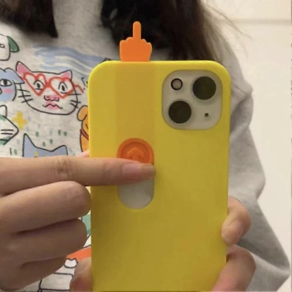 Skydende fingertelefonetui til 15 Yellow For Iphone15