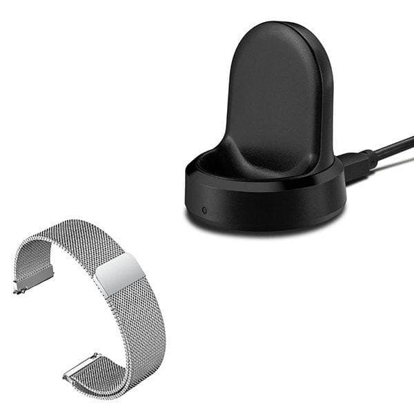 Milanese Loop Armbånd med Magnetisk Lås & USB Oplader til Samsung Gear S3 Frontier, Grå