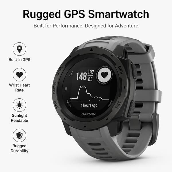 Silikoneurrem til Garmin Instinct/Esports/Tide/Solar, 22mm, Grå Grey
