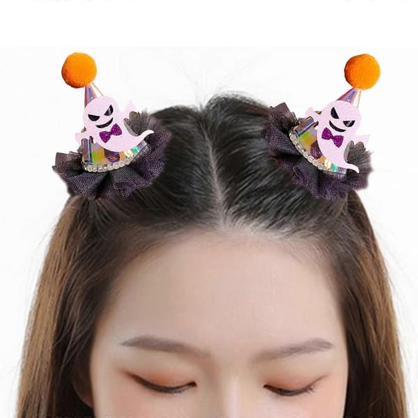 2x Halloween Hårspenner Hodeplagg Rekvisitter Spiss Hatt Design Hodeplagg Dekorativ Orange