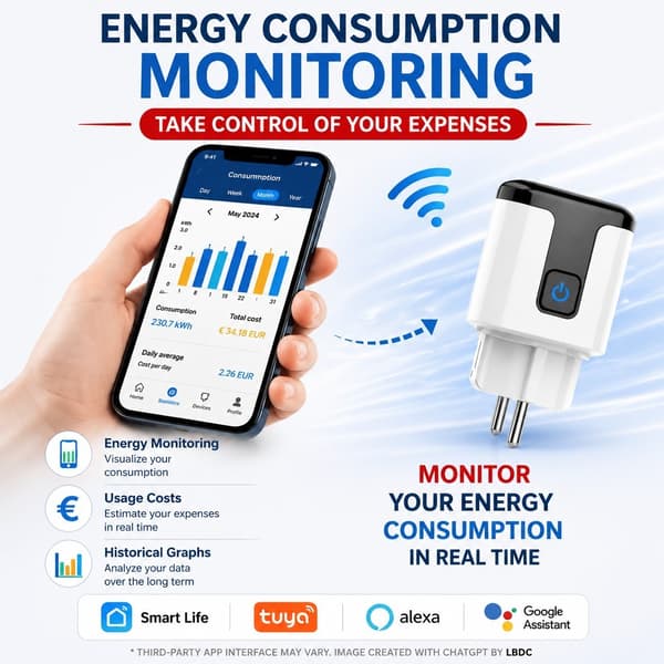 20A WiFi Smart Plug 2-pack, Energimätning, Fjärr- och Röststyrning