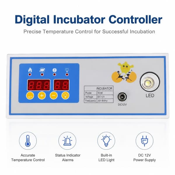 60W 12V Inkubator Termostat, Automatisk Temperaturregulator til Mini Inkubator Tilbehør