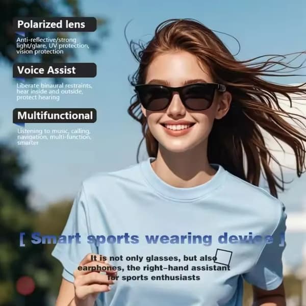Firkantede smarte briller, vanntett brille, fjernfotografering, smarte solbriller, Bluetooth